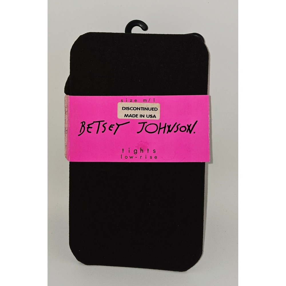 Betsey Johnson Black Low-Rise Tights Size M/L Made in USA Vintage New Old Stock
